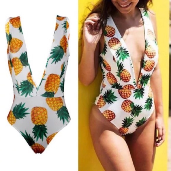 ❌SOLD❌ Pineapple Sexy Monokini Bodysuit - Picture 3 of 4